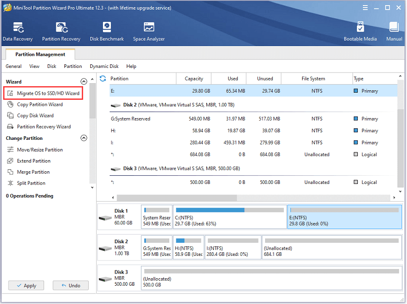 click Migrate OS to SSD/HD Wizard