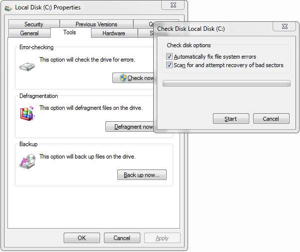 error-checking Windows 7