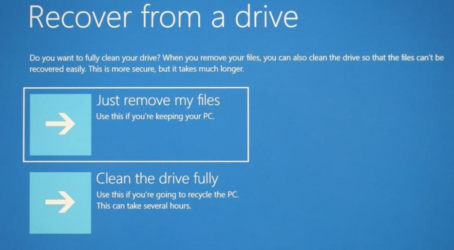 recover from a drive Windows 10