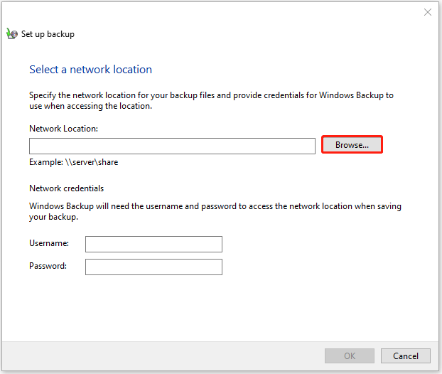 enther the credentials