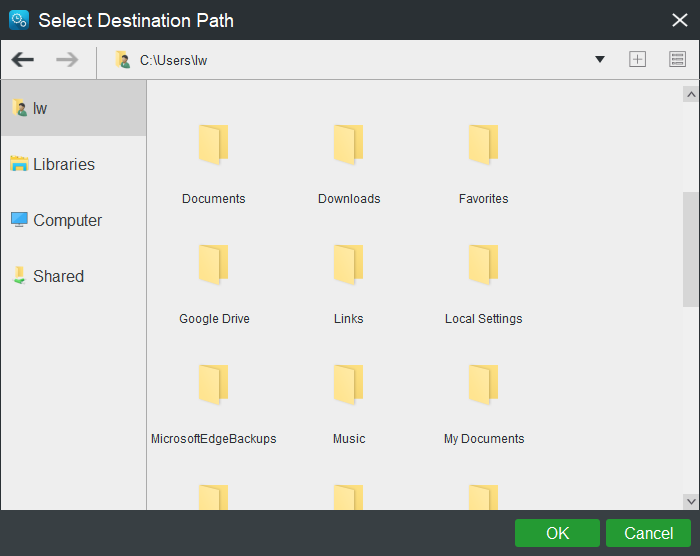 administrator account folder