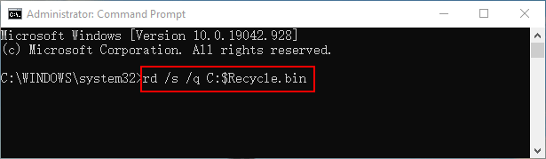 reset Recycle Bin using cmd
