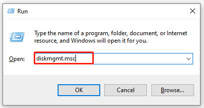 open Disk Management via the Run box