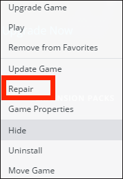choose the Repair option