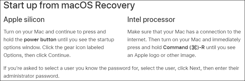 start up from macOS Recovery