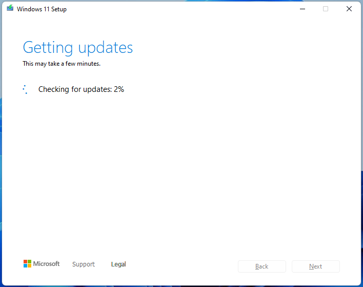 check for updates Windows 11 setup