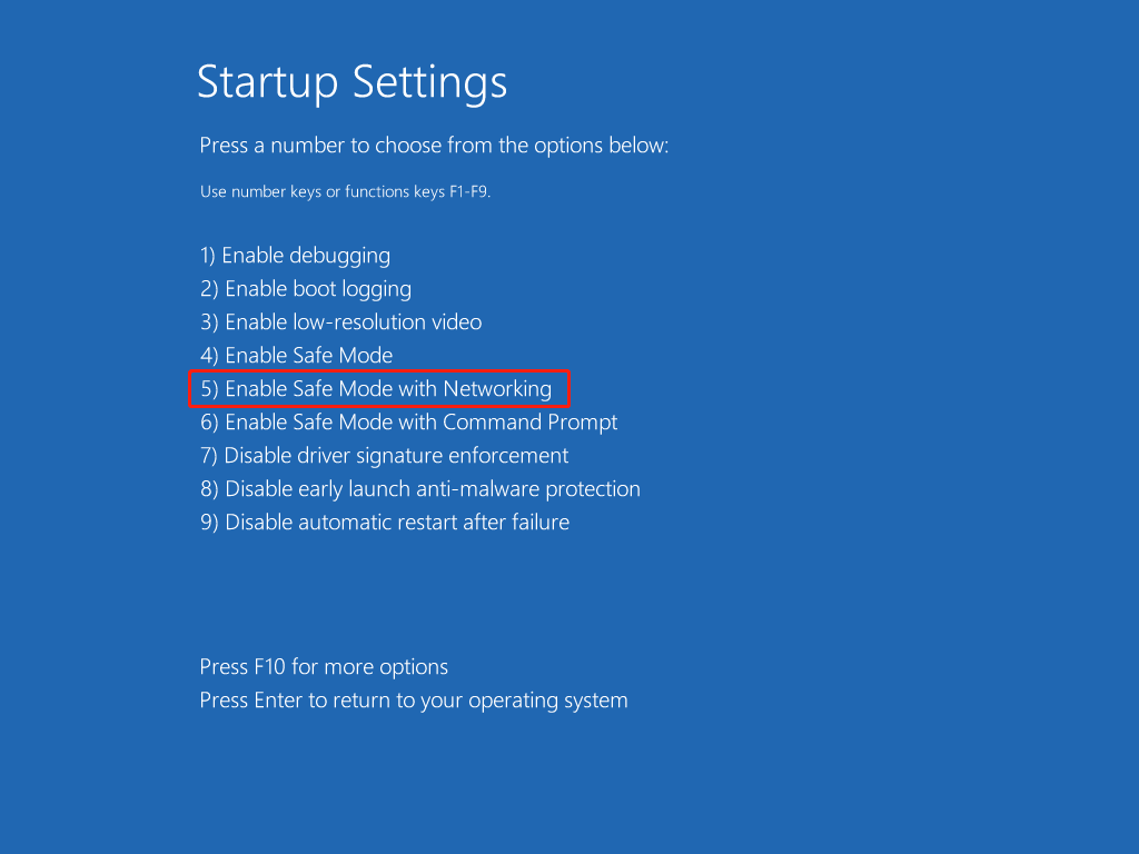 select Safe Mode