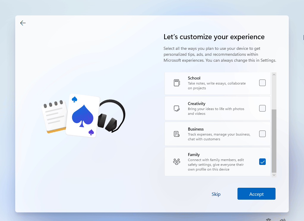 select your experience