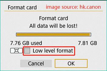 format SD card on a camera