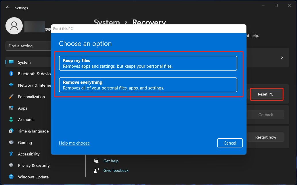 Windows 11 Reset this PC