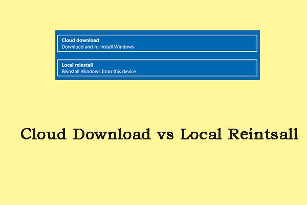 ดาวน์โหลดคลาวด์ vs local reinstall: ความแตกต่างในการรีเซ็ต Win 10/11