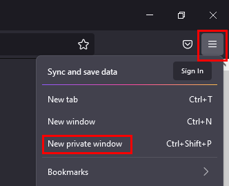 select New private window in Firefox