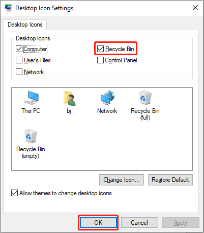 choose Recycle Bin option