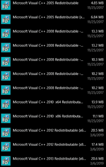 too many Microsoft Visual C Redistributable packages