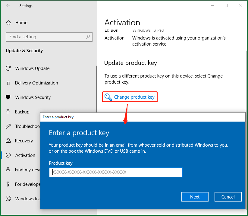 change windows 10 enterprise to pro key