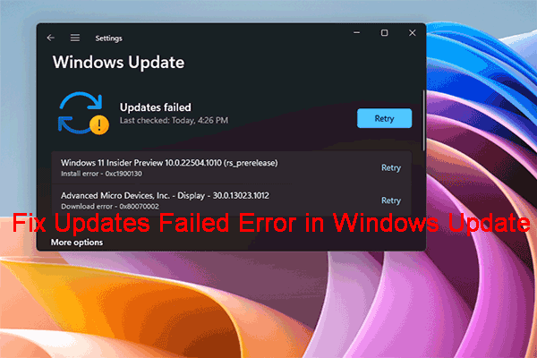 How to Fix Windows 11/10 Updates Failed Error in Windows Update?