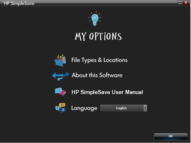 HP SimpleSave Backup Software backup options