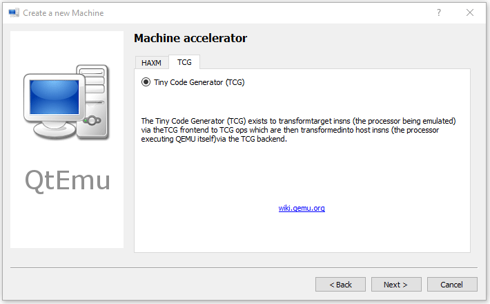 select the machine accelerator