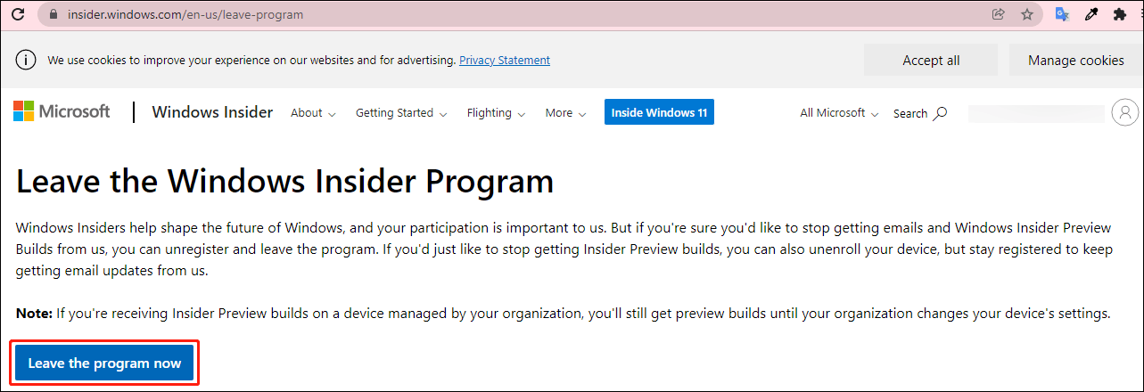 click Leave the program now