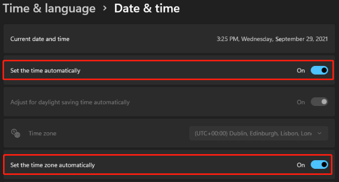 set date and time automatically