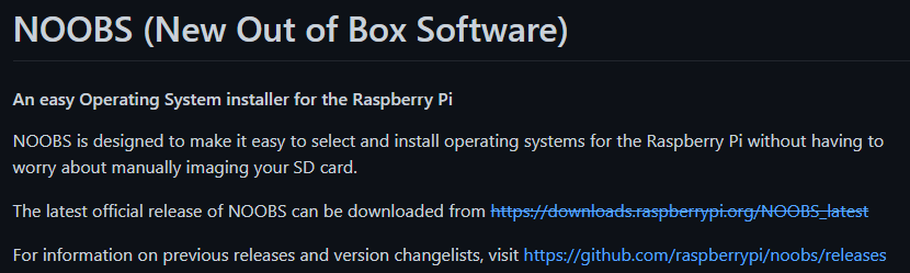 get NOOBS Raspberry pi from GitHub
