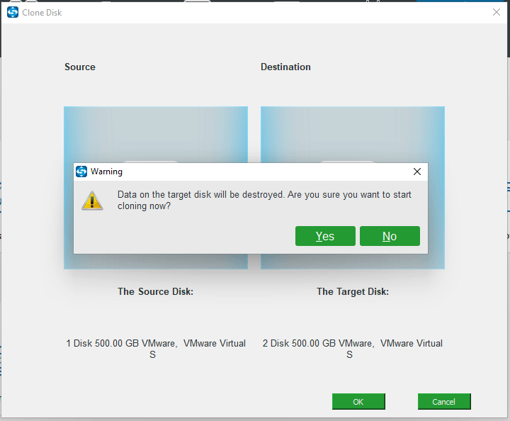 choose source and target disk