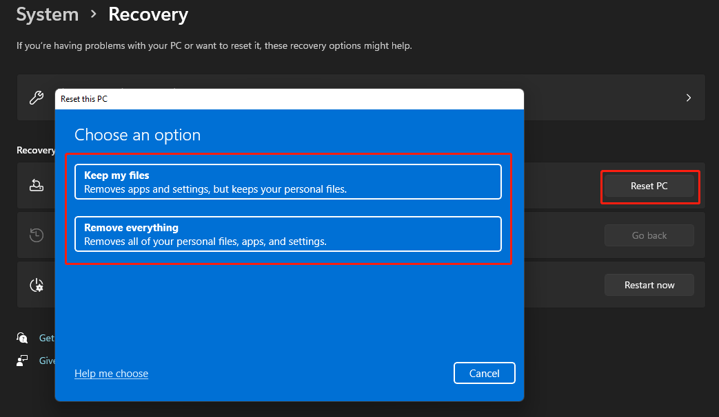 reset this PC