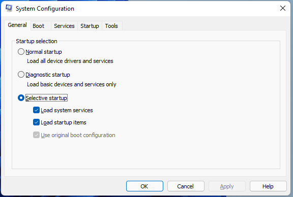 select selective startup