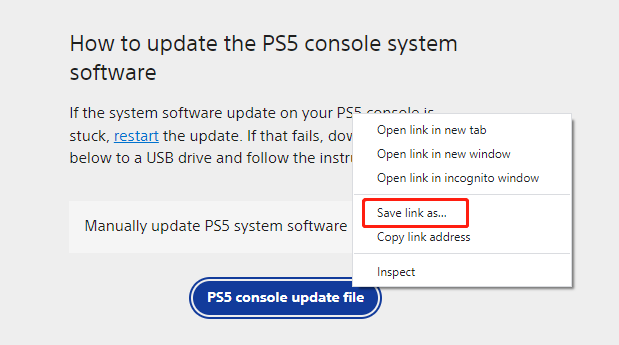 download PS5 console update file