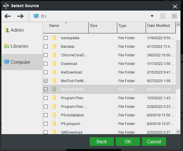 choose several files at a time
