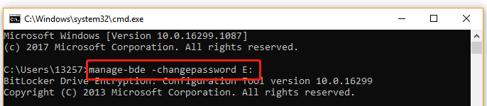 change BitLocker password via CMD