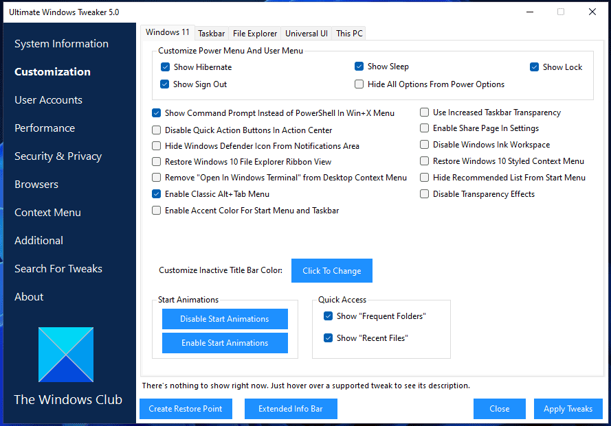 Ultimate Windows Tweaker 5 for Windows 11