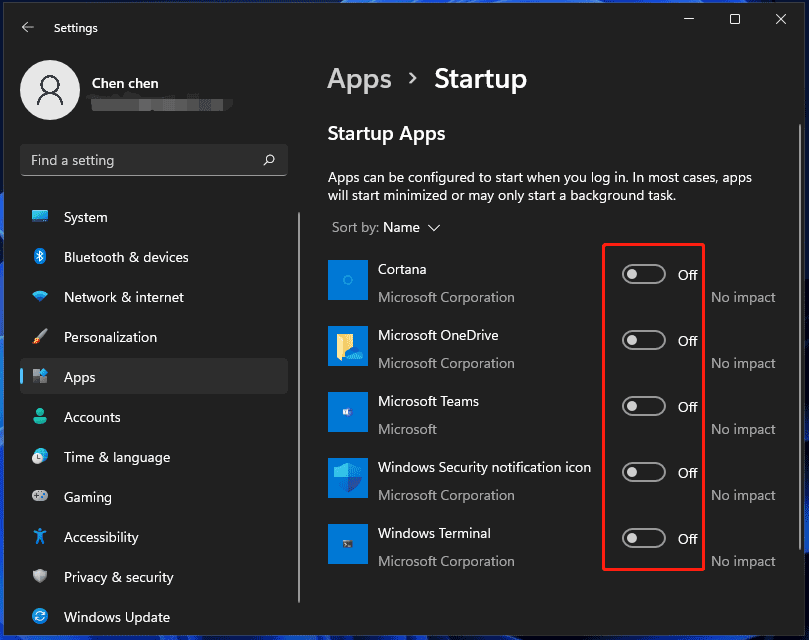 disable startup programs