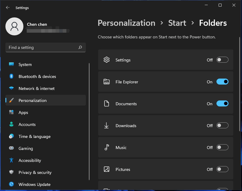 add folders to Windows 11 start menu