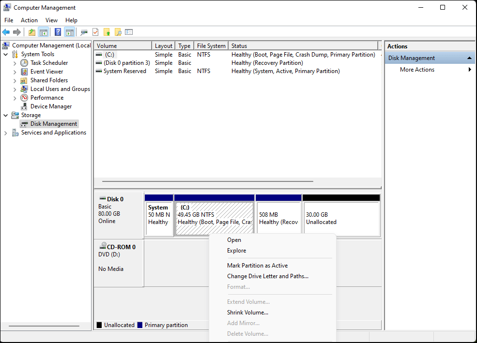 Windows 11 Extend Volume not enabled