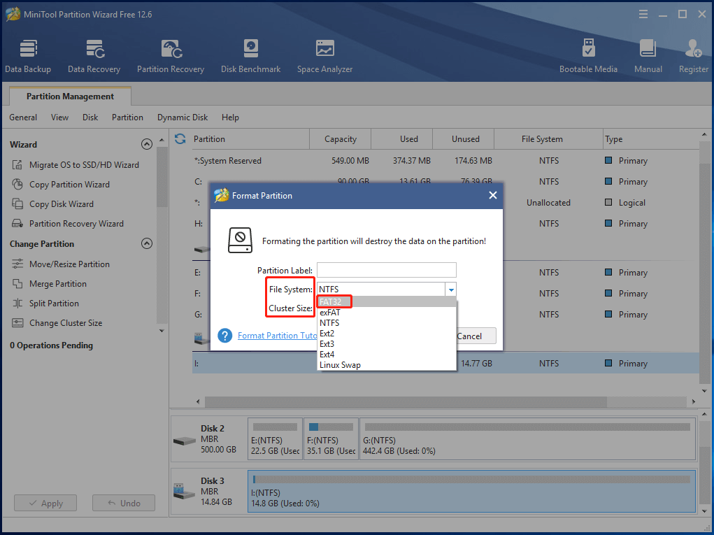 choose file system and click OK