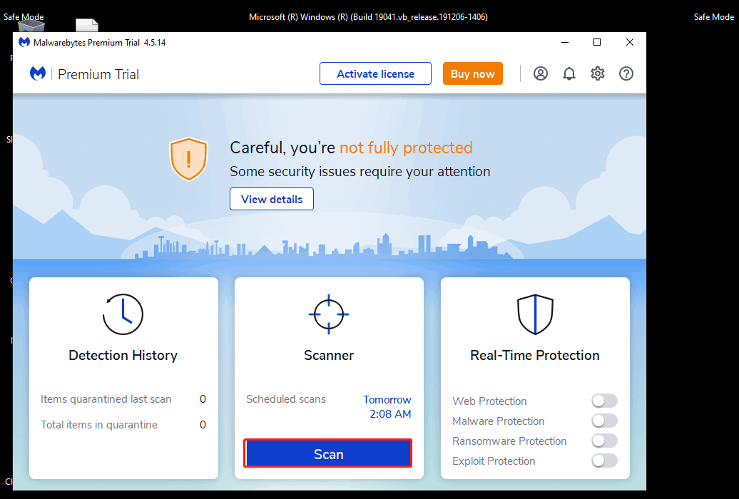 Malwarebytes scan