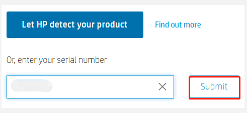 enter serial number for HP