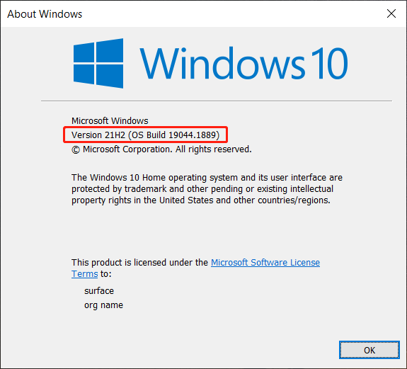 see Windows version and OS build number