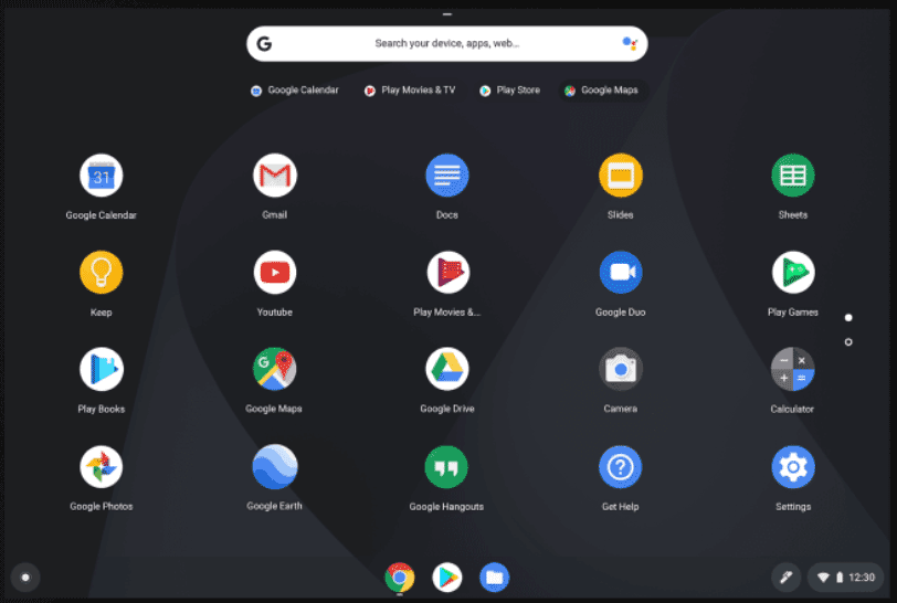 Chrome OS user interface