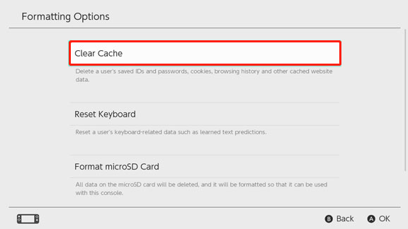 select clear the cache Switch