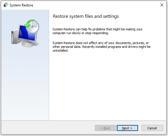 system restore Windows 10/11