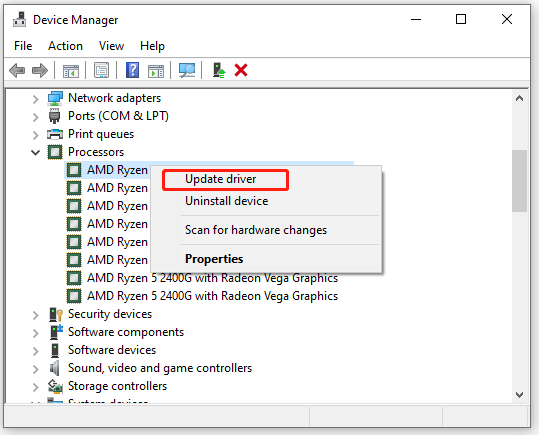 select Update driver