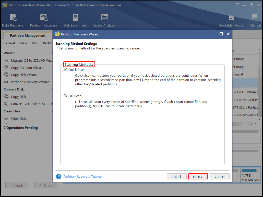 choose a scanning method