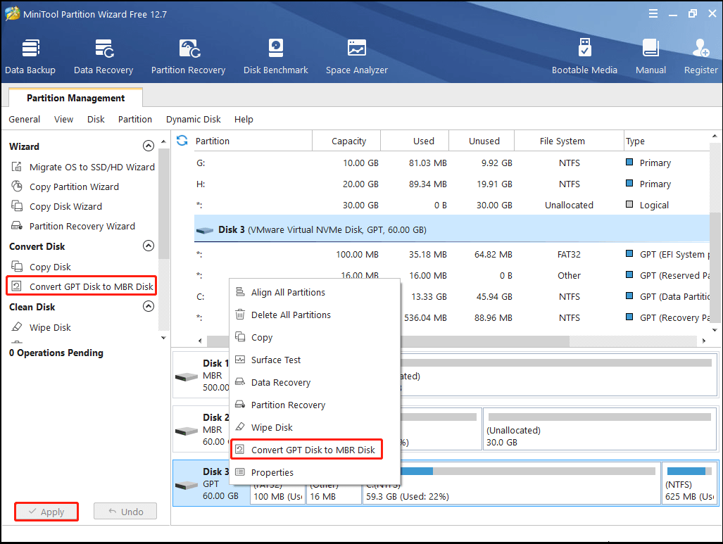 convert GPT to MBR