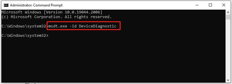 type and execute the command