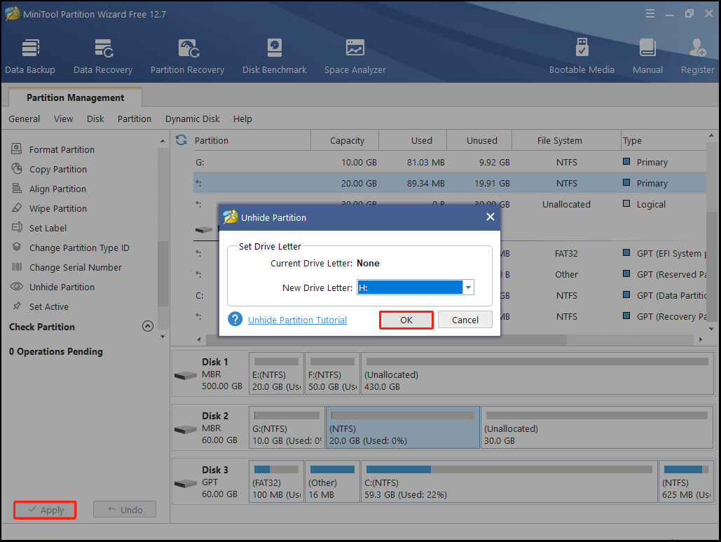 unhide partition