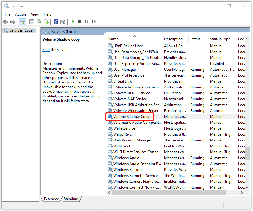 locate Volume Shadow Copy