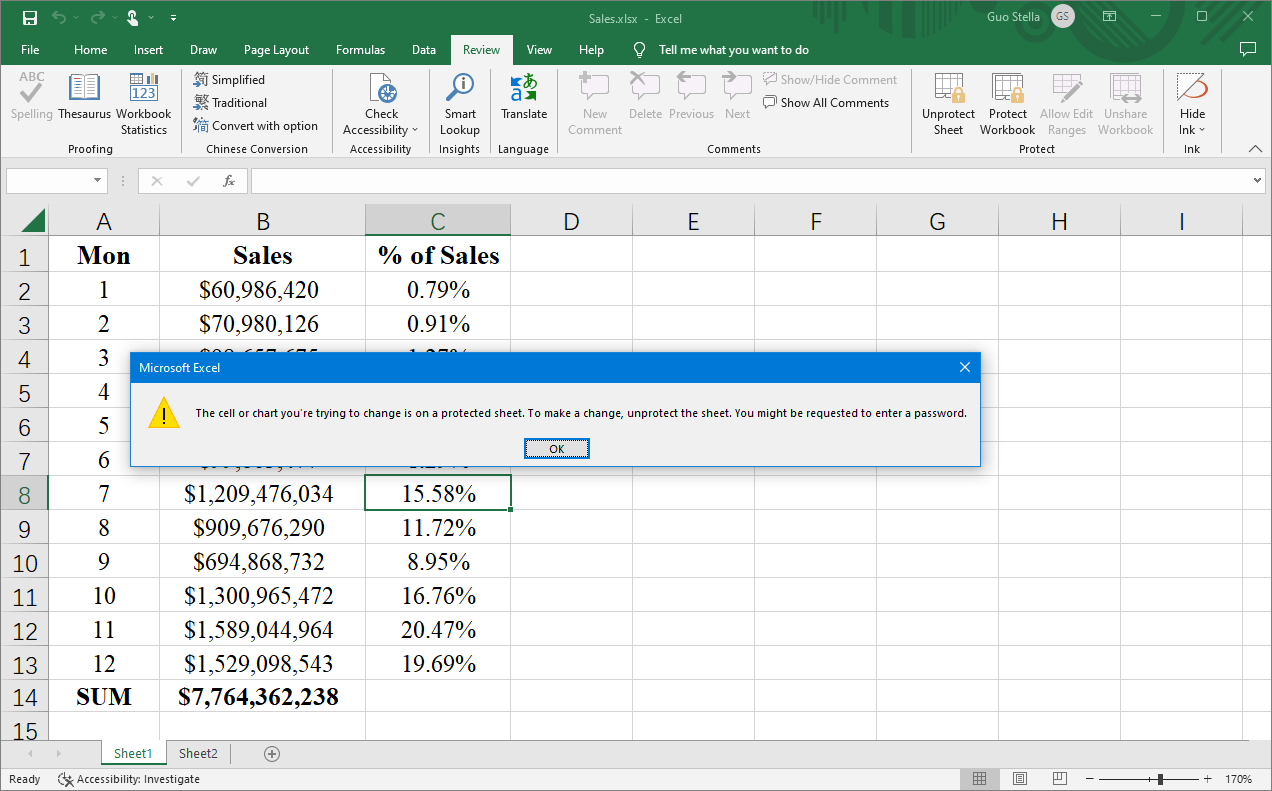 cannot edit cells in Excel