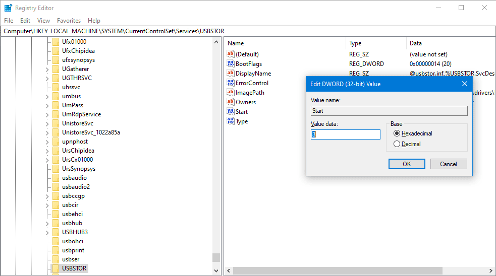 change the value data to 3